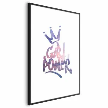 Plakat Girl Power 21x30 cm z ramą czarną z marginesem