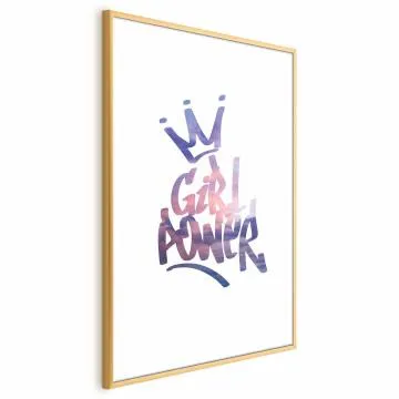 Plakat Girl Power 21x30 cm z ramą złotą z marginesem