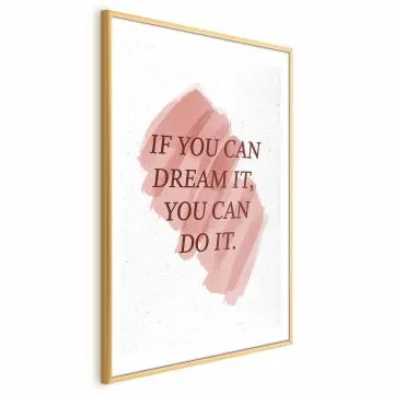 Plakat You Can Do It 40x60 cm z ramą złotą z marginesem