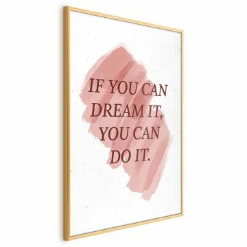 Plakat You Can Do It 21x30 cm z ramą złotą bez marginesu