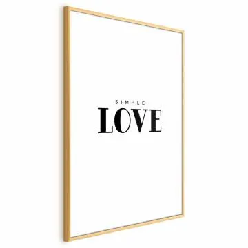 Plakat Simple Love 40x60 cm z ramą złotą bez marginesu
