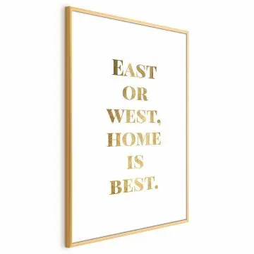 Plakat Gold Home 60x90 cm z ramą złotą z marginesem