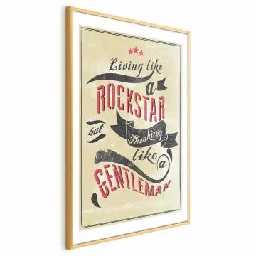 Plakat Rockstar 40x60 cm z ramą złotą z marginesem