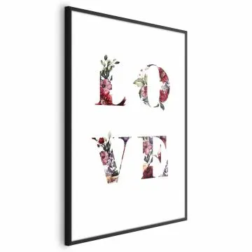 Plakat Miłość w kwiatach 21x30 cm z ramą czarną bez marginesu
