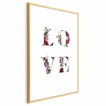 Plakat Miłość w kwiatach 29,7x42 cm z ramą złotą z marginesem