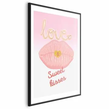 Plakat Sweet Kisses 60x90 cm z ramą czarną z marginesem