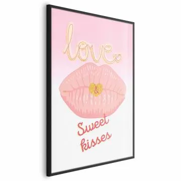 Plakat Sweet Kisses 21x30 cm z ramą czarną bez marginesu