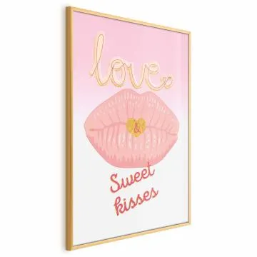 Plakat Sweet Kisses 21x30 cm z ramą złotą bez marginesu