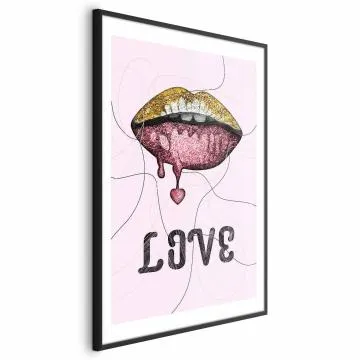 Plakat Płynne usta 40x60 cm z ramą czarną z marginesem