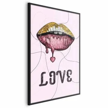 Plakat Płynne usta 60x90 cm z ramą czarną bez marginesu
