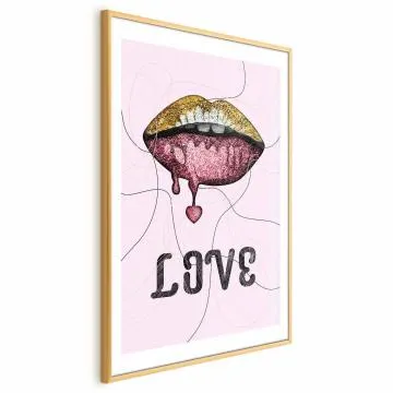 Plakat Płynne usta 60x90 cm z ramą złotą z marginesem