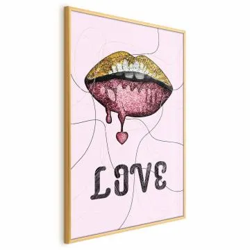 Plakat Płynne usta 60x90 cm z ramą złotą bez marginesu