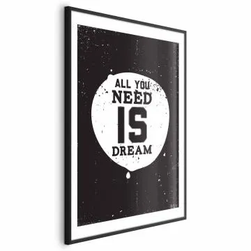 Plakat All you need 21 x 30 cm z ramą czarną i marginesem