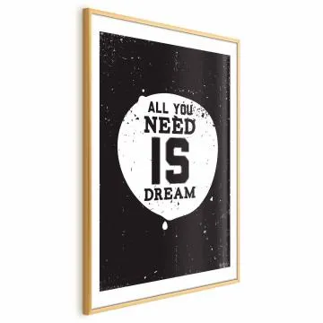 Plakat All you need 29,7 x 42 cm z ramą złotą i marginesem