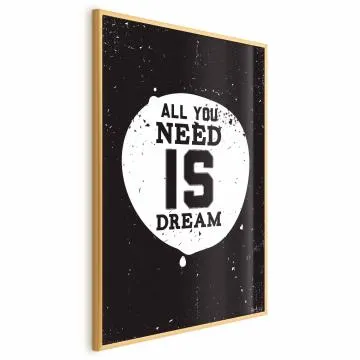 Plakat All you need 60 x 90 cm z ramą złotą bez marginesu