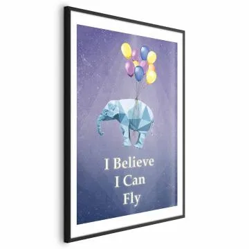 Plakat Latający słoń 29,7x42 cm z ramą czarną z marginesem