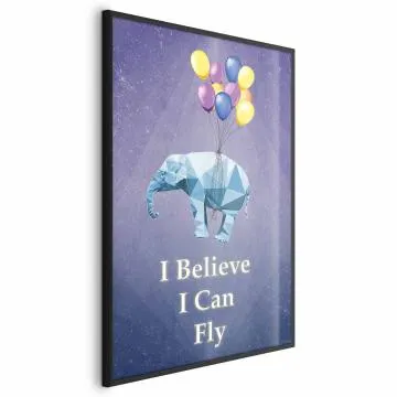 Plakat Latający słoń 40x60 cm z ramą czarną bez marginesu