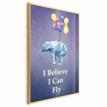 Plakat Latający słoń 40x60 cm z ramą złotą bez marginesu