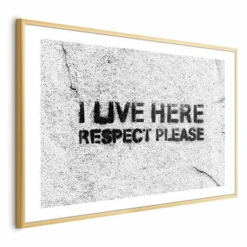 Plakat Respect 30x21 cm z ramą złotą z marginesem