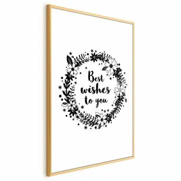 Plakat Best wishes 21x30 cm z ramą złotą z marginesem