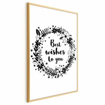 Plakat Best wishes 21x30 cm z ramą złotą bez marginesu