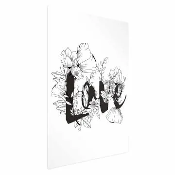 Plakat Love w kwiatach 60x90 cm bez ramy bez marginesu