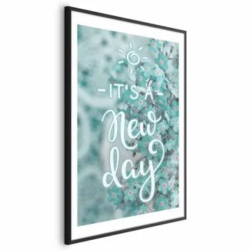 Plakat New day 21x30 cm z ramą czarną z marginesem