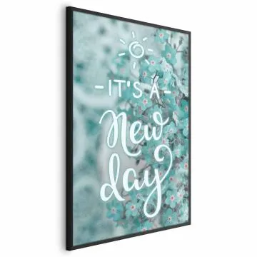 Plakat New day 21x30 cm z ramą czarną bez marginesu