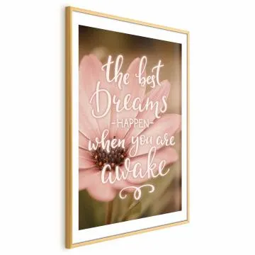 Plakat Best dreams 40x60 cm z ramą złotą z marginesem