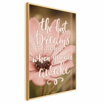 Plakat Best dreams 60x90 cm z ramą złotą bez marginesu