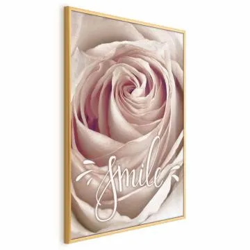 Plakat Uśmiechnij się 29,7x42 cm z ramą złotą bez marginesu