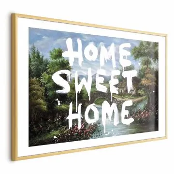 Plakat Wymarzony dom 42x29,7 cm z ramą złotą z marginesem