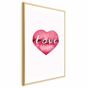 Plakat Miłosne usta 29,7x42 cm z ramą złotą z marginesem