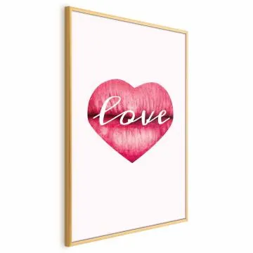 Plakat Miłosne usta 40x60 cm z ramą złotą bez marginesu