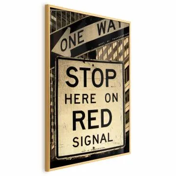 Plakat Znaki drogowe 60x90 cm z ramą złotą bez marginesu