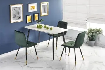 Stół MARCO 120x70 biały marmur/czarny
