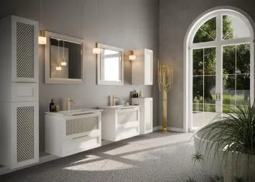 Lustro łazienkowe CHIC 100x80 cm białe półmat/złote