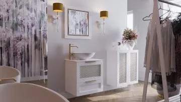 Szafka pod umywalkę CHIC 60 cm biała półmat/złota