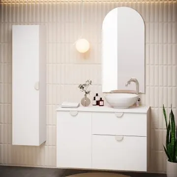 Lustro łazienkowe COCO 50 cm biały połysk półowalne 