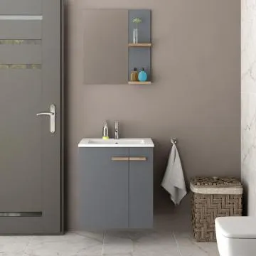 Lustro łazienkowe L-WOOD 59 cm antracyt