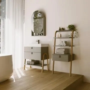 Regał łazienkowy MOSS 50 cm szaro-zielony półmat