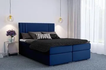 Łóżko kontynentalne MAO 180x200 granatowe velvet z pojemnikiem