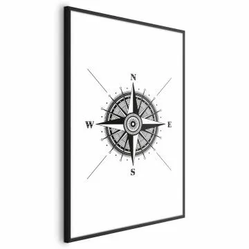 Plakat Kompas 21x30 cm z ramą czarną z marginesem