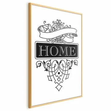 Plakat Home 40x60 cm z ramą złotą bez marginesu