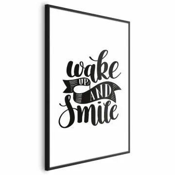 Plakat Wake up and smile 21x30 cm z ramą czarną z marginesem
