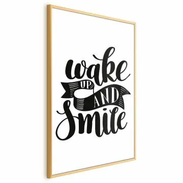 Plakat Wake up and smile 40x60 cm z ramą złotą bez marginesu