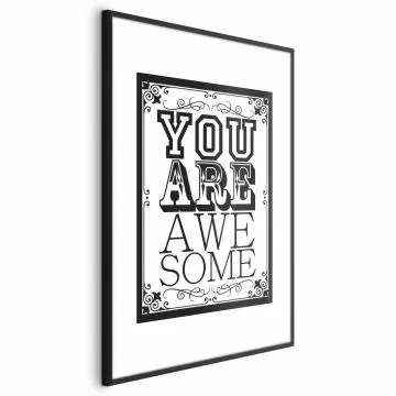 Plakat You are awesome 60x90 cm z ramą czarną z marginesem