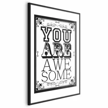 Plakat You are awesome 60x90 cm z ramą czarną bez marginesu