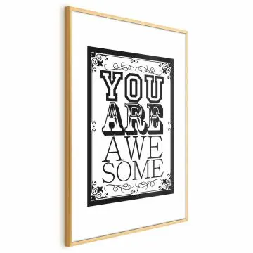 Plakat You are awesome 60x90 cm z ramą złotą z marginesem