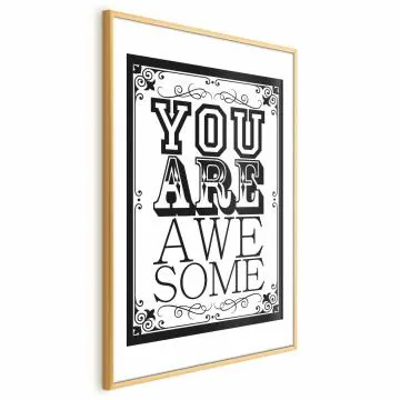 Plakat You are awesome 60x90 cm z ramą złotą bez marginesu